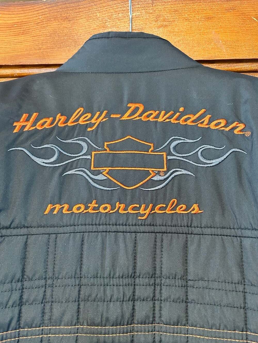 Harley-Davidson Women's Quilted Nylon Puffer Jacket with Orange Stitching